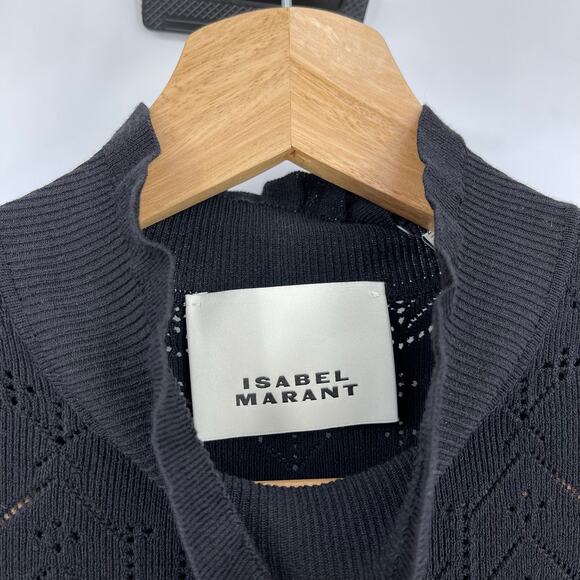 Isabel Marant | NWT Gisole Dress in Black Pointelle Knit A-line Maxi FR 34 US 2 - Picture 6 of 16